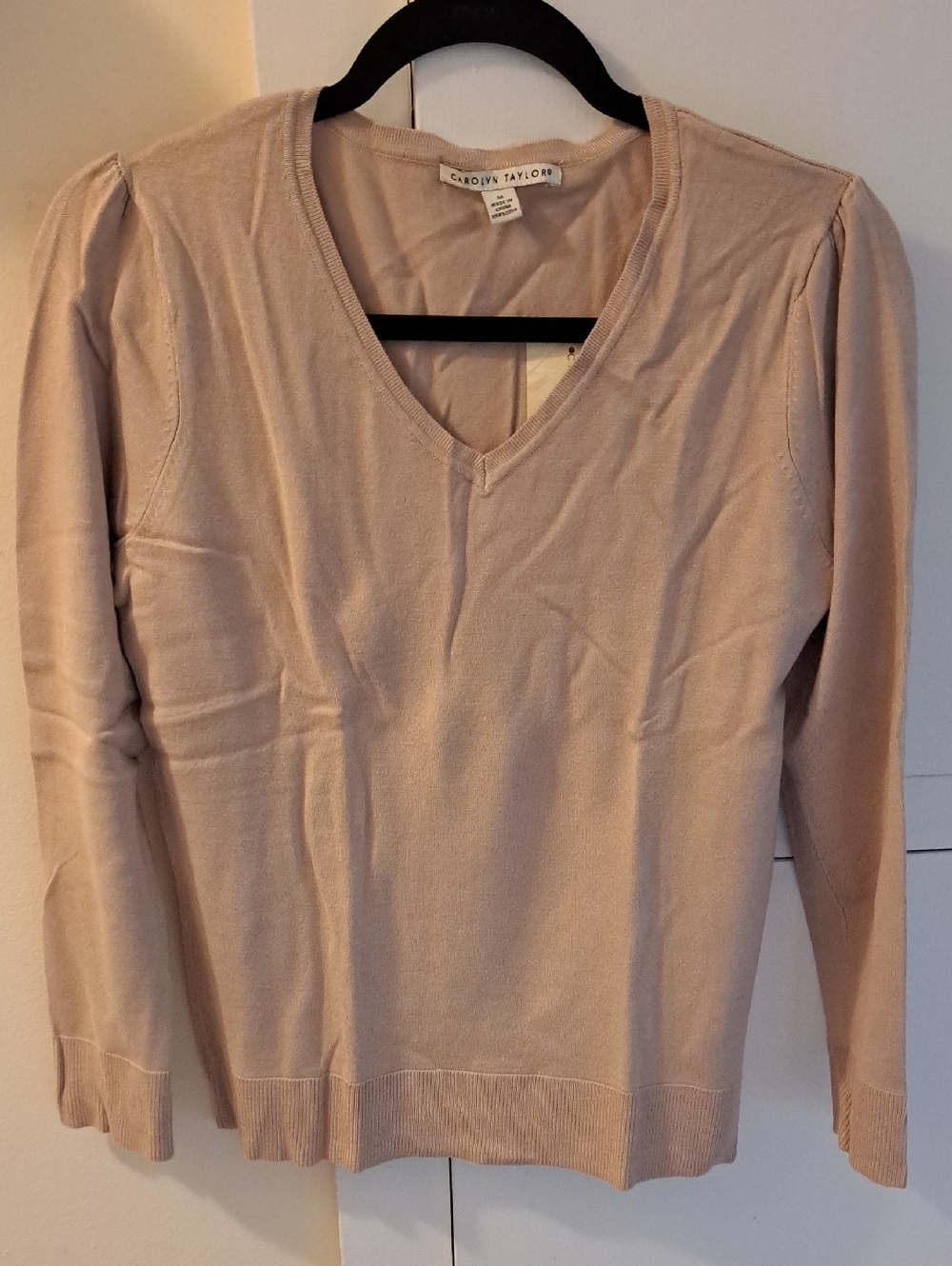 Carolyn Taylor Dusty Blush V-Neck Lightweight Pullover